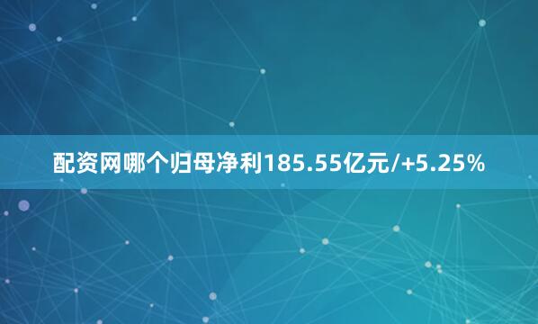 配资网哪个归母净利185.55亿元/+5.25%